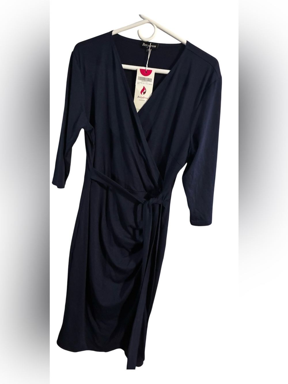 Berydress Navy Faux Wrap Dress 3/4 Sleeve NWT Size XL